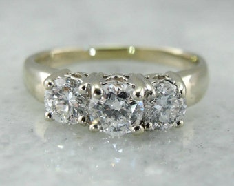 Past, Present, Future, Three Diamond Engagement Ring, Diamond Ring in White Gold Heart Setting XF55W7-N