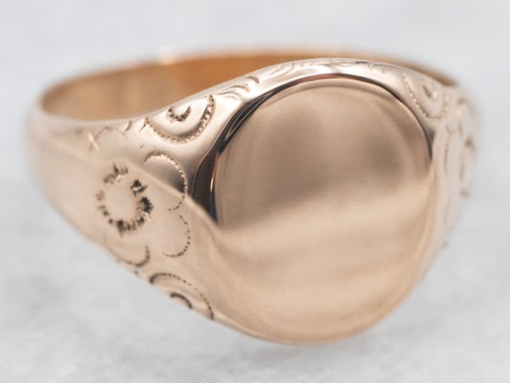 Antique Rose Gold Signet Ring, Victorian Signet, … - image 1