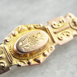 Floral Motif Center Antique Victorian Bar Pin Brooch WMAMUC-P