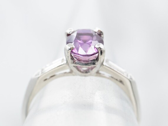 Retro Era Pink Tourmaline Diamond Ring, Vintage P… - image 4