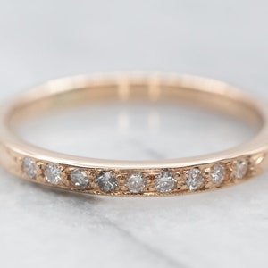 Diamond Yellow Gold Wedding Band, Anniversary Ring, Stacking Band, Diamond Wedding Ring, Thin Diamond Band A23579