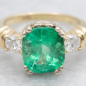 Colombian Emerald Engagement Ring, Emerald Diamond Anniversary Ring, Large Emerald Ring, May Birthstone, Emerald Anniversary L5Y90R