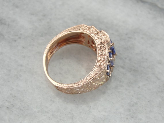 Vintage Inspired Tanzanite and Diamond Ring Craft… - image 3