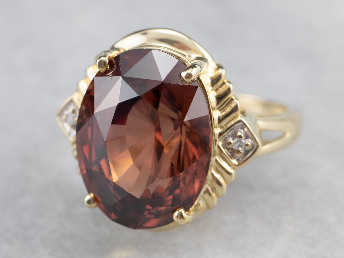 Red Zircon Gold Statement Ring Zircon Cocktail Ring vintage Etsy France
