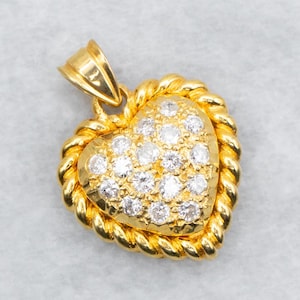 Colgante de diamantes en forma de corazón, colgante de diamantes, colgante de diamantes de oro, colgante de oro amarillo, colgante en forma de corazón, regalos para enamorados A41562