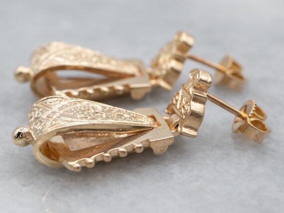 Victorian Revival Gold Drop Earrings, Door Knocke… - image 3