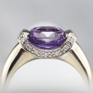Purple Ceylon Sapphire and Diamond Ring Sapphire Cocktail - Etsy