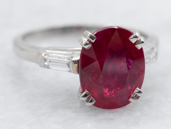 GIA Certified 3.07 Carat Oval Ruby and Diamond Pl… - image 2