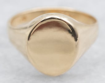 Gold Oval Top Signet Ring, Yellow Gold Signet Ring, Oval Top Signet Ring, Plain Signet Ring, Gold Signet Ring, Signet Ring, Signet A42724