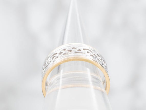14K Two Tone Gold Celtic Knot Wedding Band, Irish… - image 3