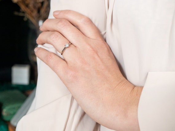 Solitaire Diamond Engagement Ring, Round Brillian… - image 6