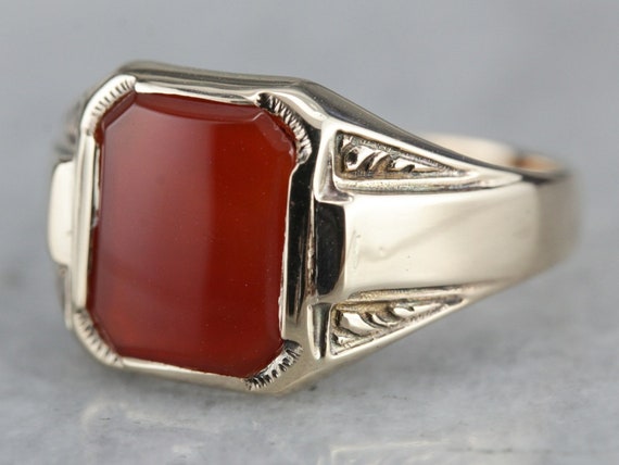Vintage Carnelian Ring, Yellow Gold Carnelian Ring