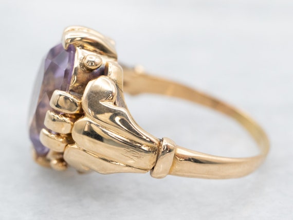 Vintage Gold Amethyst Ring, Amethyst Cocktail Rin… - image 2