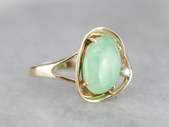 Modernist Jadeite Cocktail Ring, Jade Statement R… - image 2