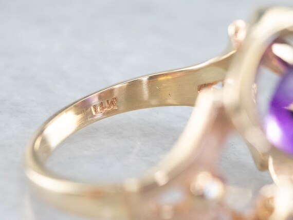 14K Yellow Gold Amethyst Cocktail Ring, February … - image 5