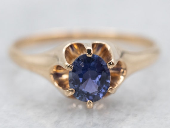 Yellow Gold Purple Sapphire Solitaire Ring, Purpl… - image 2