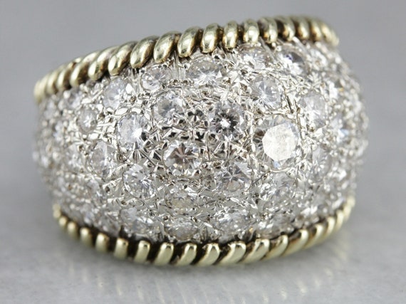 14K Gold Diamond Cocktail Ring, 4.66 Carat Statem… - image 2
