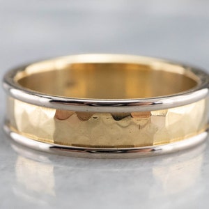 Hammered Two Toned Gold Band, Hammered Wedding Band, Men&#39;s Wedding Ring, Stacking Band, J5EUVRKH