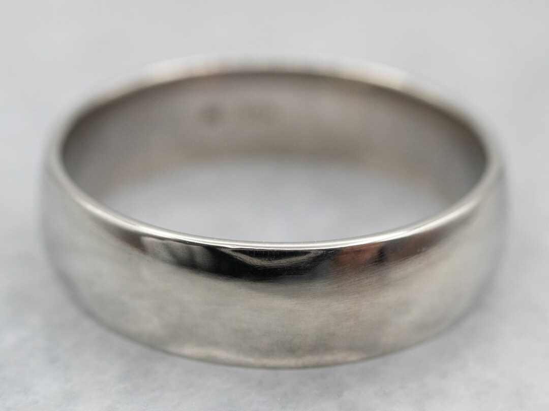 Plain White Gold Band Gold Wedding Band Unisex Band Etsy