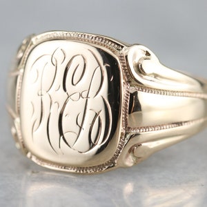 Antique Monogram &quot;REB&quot; Signet Ring, Victorian Gold Initial Ring, Men&#39;s Signet Ring KV6KUXNE
