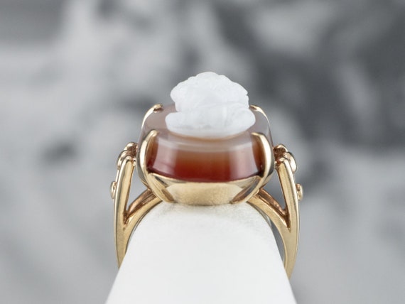 Sardonyx Cameo Yellow Gold Ring, Large Cameo Ring… - image 8