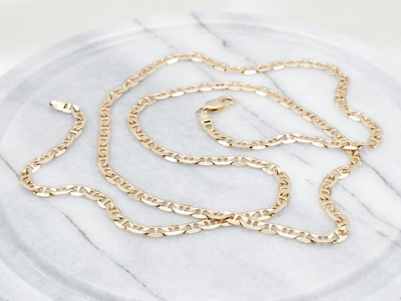 Yellow Gold Anchor Link Chain, Vintage Chain, Pen… - image 1