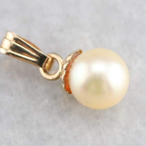 Pearl Drop Pendant, Solitaire Pearl Pendant, June Birthstone, Yellow Gold Pendant, Layering Pendant, Anniversary Gift M2QQ9843