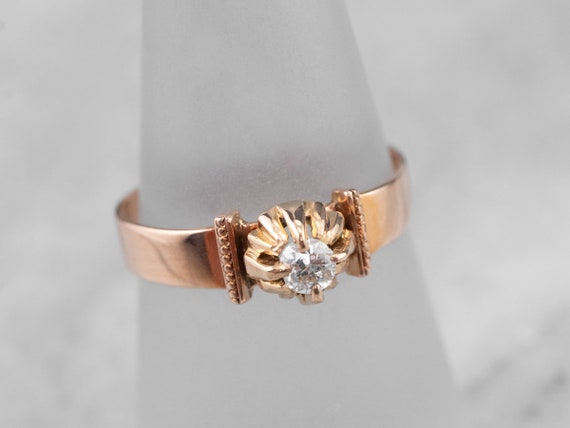 Antique Buttercup Diamond Ring, Rose Gold Diamond… - image 7