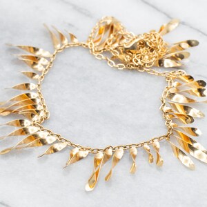Adjustable Fringe Necklace with Lobster Clasp, Yellow Gold Necklace, Fringe Necklace, Adjustable Necklace, Layering Necklace, Fringe A37048