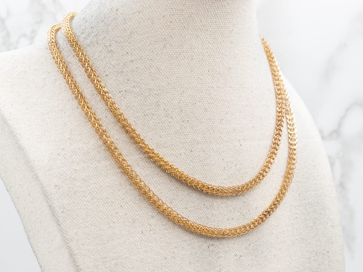 アクセサリー Victoria long necklace yellow gold 65 English Victorian Cable Chain Necklace, 65 Inches
