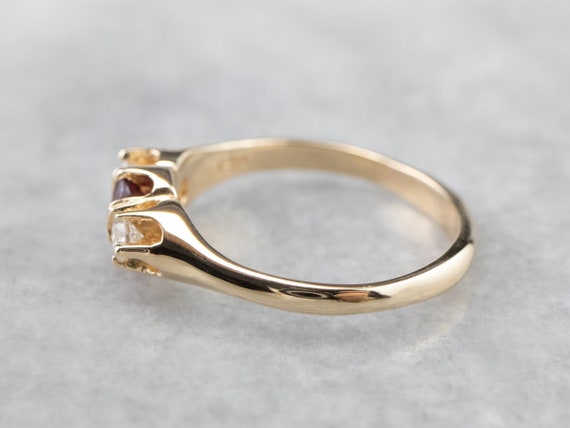 14K Yellow Gold Ruby and Diamond Three Stone Ring… - image 4