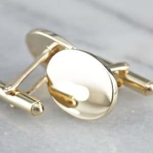 Heavy Polished Yellow Gold Cufflinks, Vintage Gold Cufflinks, Ready to Engrave UC3YDN-D
