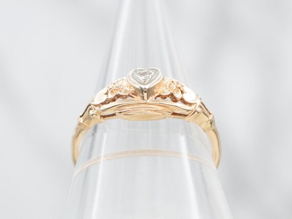 Vintage 14K Gold Diamond Sweetheart Ring, Size 6.… - image 3