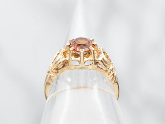14K Yellow Gold Citrine Solitaire Ring, Openwork … - image 3