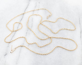 Collar unisex vintage de cadena de cuerda de oro amarillo de 14 quilates, 30 pulgadas