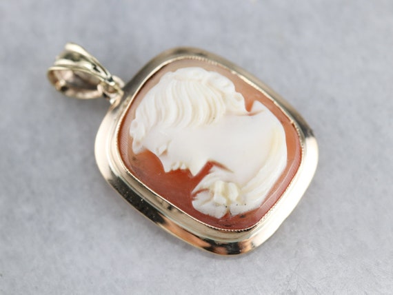 Vintage Cameo Pendant, Yellow Gold Cameo Pendant,… - image 4