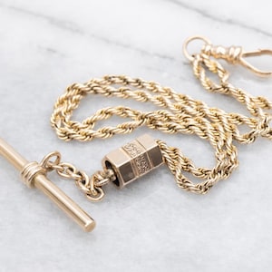 Antique T-Bar Watch Chain, Victorian Gold Pocket Watch Chain, 8 Inch Chain, Pocket Watch Chain, Watch Accessories, Estate Jewelry A65187