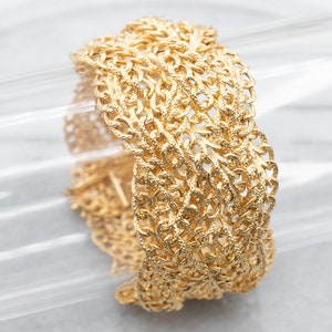 Woven Italian 14K Gold Bracelet, Braided Gold Bracelet, Layering Bracelet, Textured Chain Bracelet, Bridal Jewelry, Anniversary Gift A25704