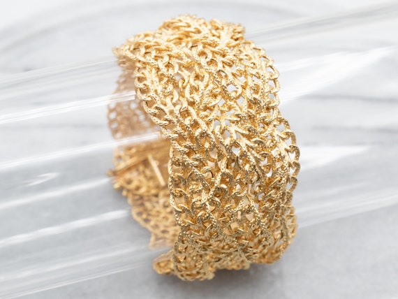 Woven Italian 14K Gold Bracelet, Braided Gold Bra… - image 1