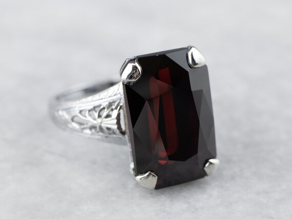 Floral Filigree Garnet Ring, Garnet Solitaire Ring