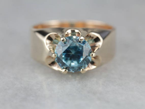 Blue Zircon Solitaire, Ostby & Barton Ring, Vinta… - image 2