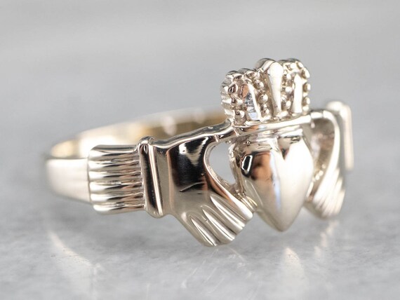 White Gold Claddagh Ring, Vintage Claddagh Ring, … - image 3