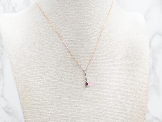 10K White Gold Ruby and Diamond Drop Pendant, Jul… - image 4