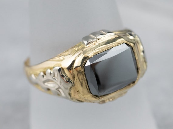 18K Two Toned Gold Hematite Ring, Vintage Hematit… - image 7