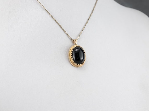 Vintage Black Onyx Pendant, Simple Onyx Pendant, … - image 9