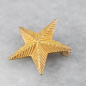 Textured Gold Star Pin, Yellow Gold Star Brooch, Star Brooch Pin, Celestial Jewelry, Unisex Gift, Star Jewelry 5QNAKHD3 image 3