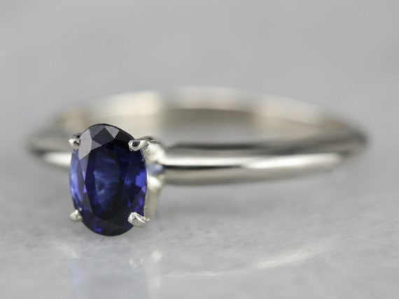 Sapphire Solitaire Engagement Ring, Sapphire and … - image 1