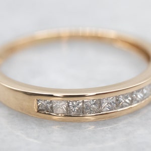 Channel Set Diamond Wedding Band, Princess Cut Diamond Band, Anniversary Ring, Stacking Band, Yellow Gold Band, Diamond Jewelry A28699