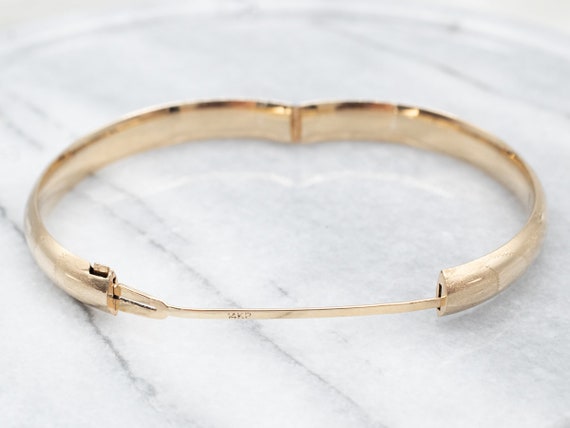 Vintage Yellow Gold Bangle Bracelet, Etched Gold … - image 3