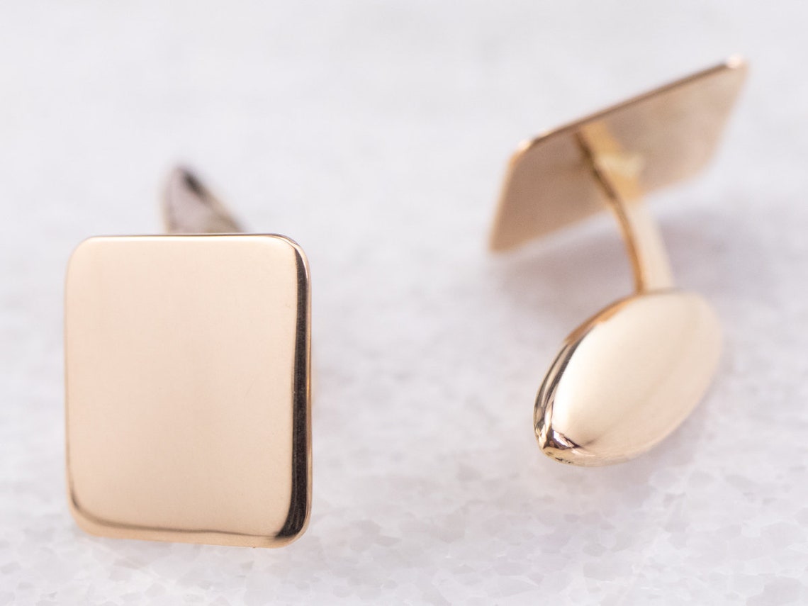Vintage Rose Gold Cufflinks Plain Gold Cufflinks 18K Gold Etsy